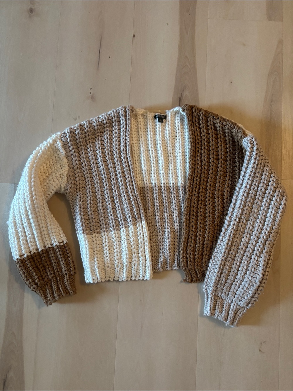 wild fable Chunky Colorblock Cardigan - Cream & Brown